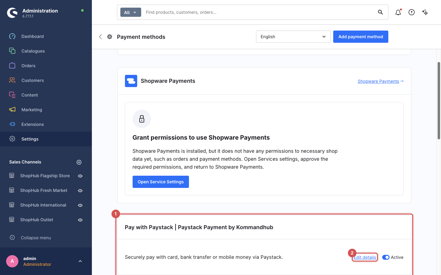Payment methods overview with the Pay with Paystack card
