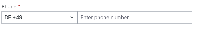 An empty phone field with the country preselected